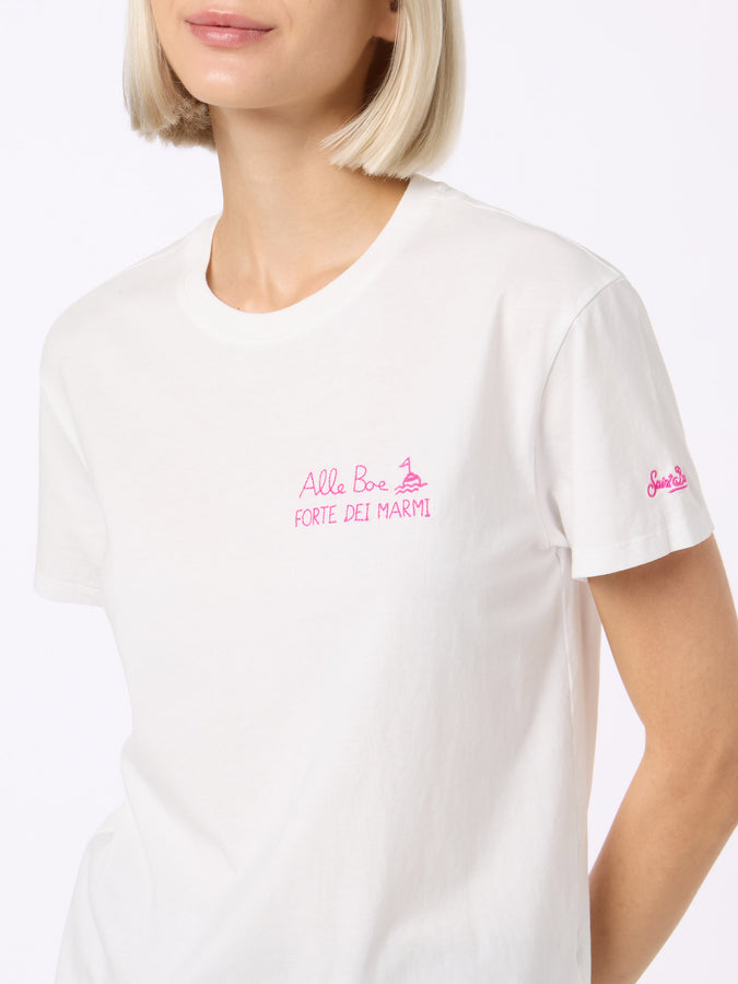 Mc2 Saint Barth Woman cotton jersey crewneck t-shirt Emilie with Amo Forte print | ALLE BOE SPECIAL EDITION Affare Del Giorno