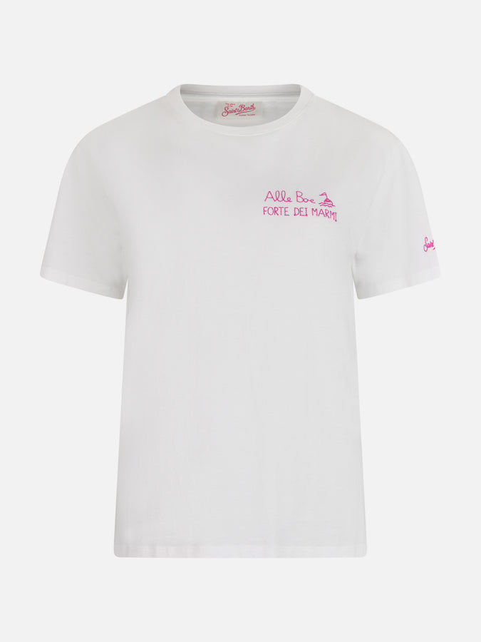 Mc2 Saint Barth Woman cotton jersey crewneck t-shirt Emilie with Amo Forte print | ALLE BOE SPECIAL EDITION Affare Del Giorno