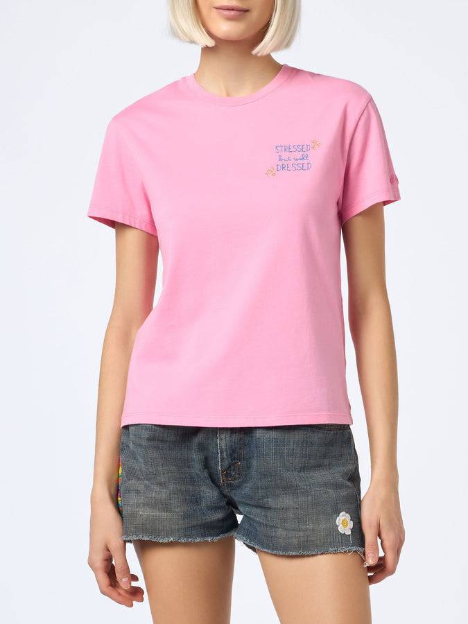 Mc2 Saint Barth T-shirt da donna girocollo Emilie in jersey di cotone con ricamo Stressed but Well Dressed Prezzo Ridotto