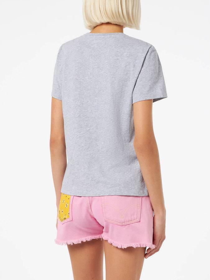 Mc2 Saint Barth T-shirt da donna girocollo Emilie in jersey di cotone con stampa Saint Barth Beach Club Convenienza