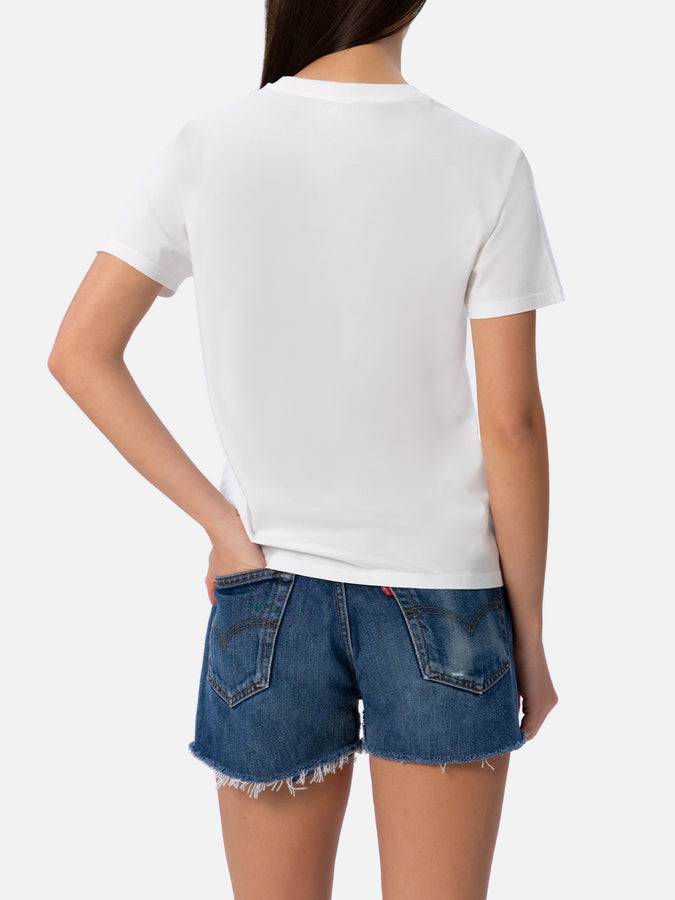 Mc2 Saint Barth T-shirt da donna girocollo Emilie in jersey di cotone con ricamo I need a Toy not a Boy Offerta