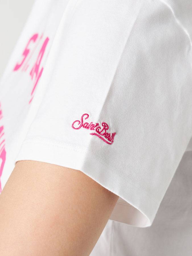 Mc2 Saint Barth T-shirt da donna in cotone con stampa St. Barth Padel Club Economico