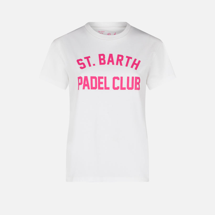 Mc2 Saint Barth T-shirt da donna in cotone con stampa St. Barth Padel Club Economico