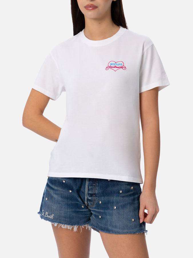Mc2 Saint Barth T-shirt da donna girocollo Emilie in jersey di cotone con ricamo Misstufo Facilmente Online