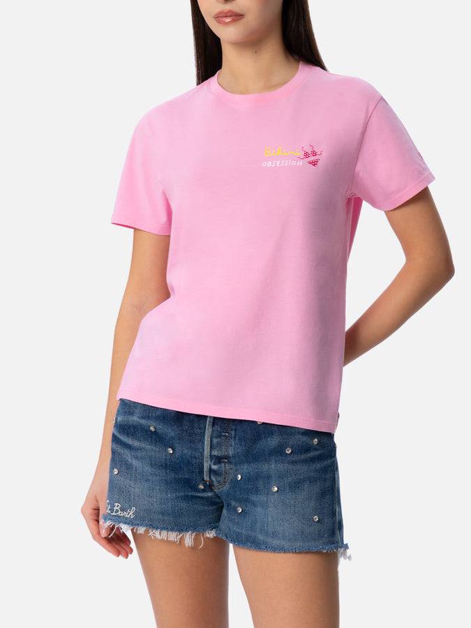 Mc2 Saint Barth T-shirt da donna girocollo Emilie in jersey di cotone con ricamo Bikini Obsession Saldi