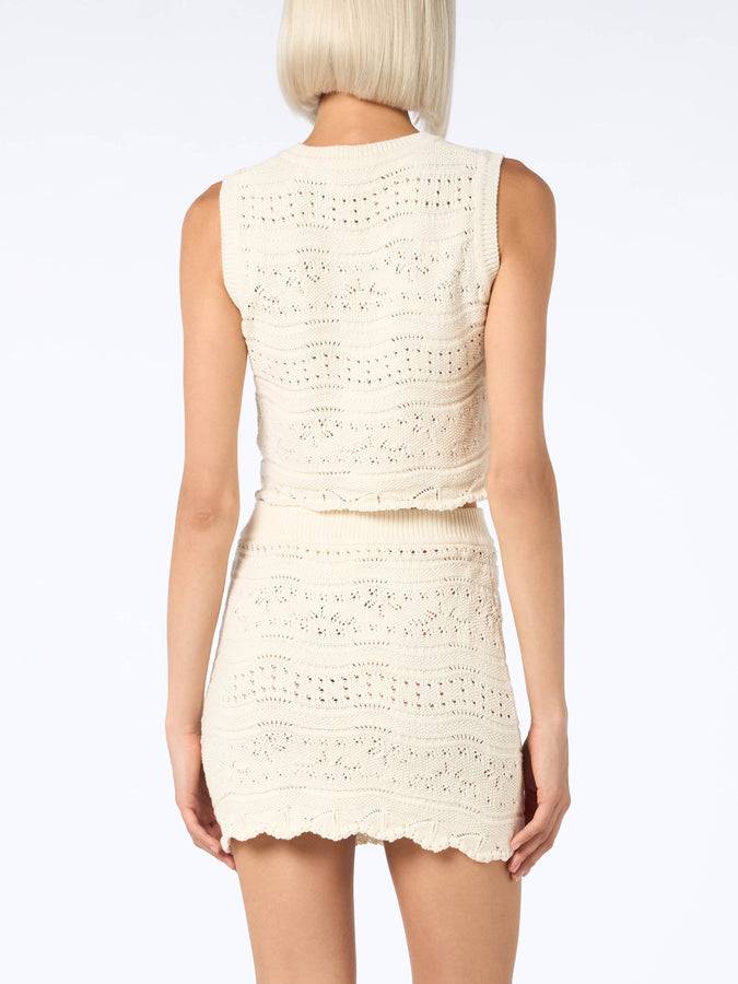 Mc2 Saint Barth Woman sleeveless cotton knit top Peach Saldi Di Fabbrica