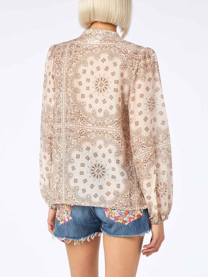 Mc2 Saint Barth Woman silk voile blouse Harper with bandanna print Vendite Flash
