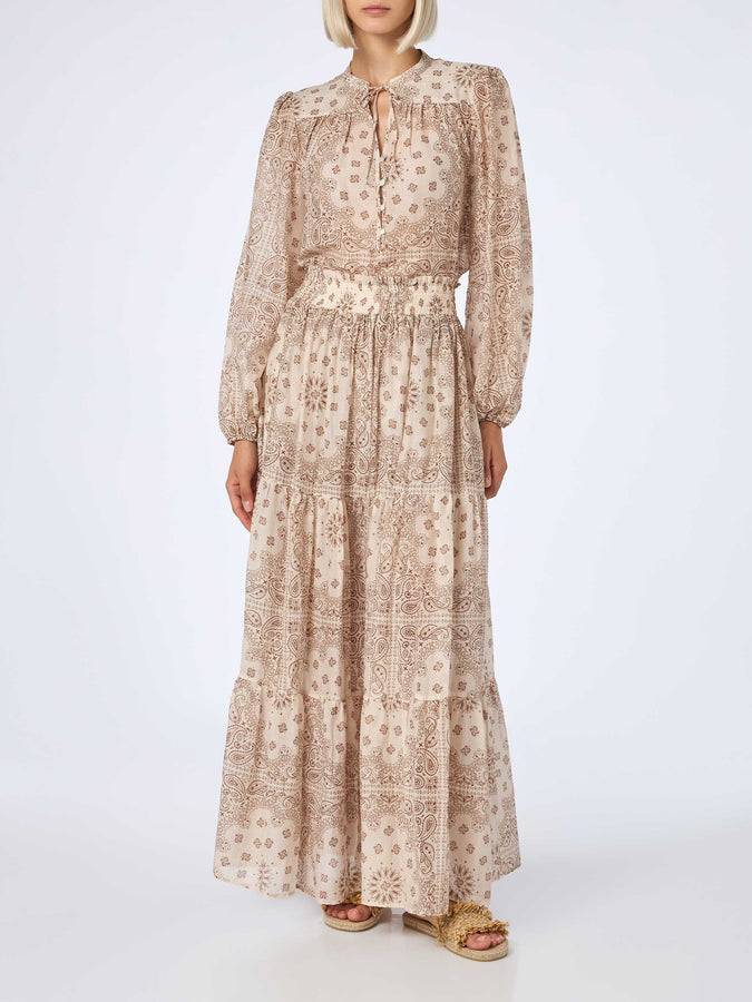 Mc2 Saint Barth Woman silk voile pleated long skirt Cheyenne Negozio