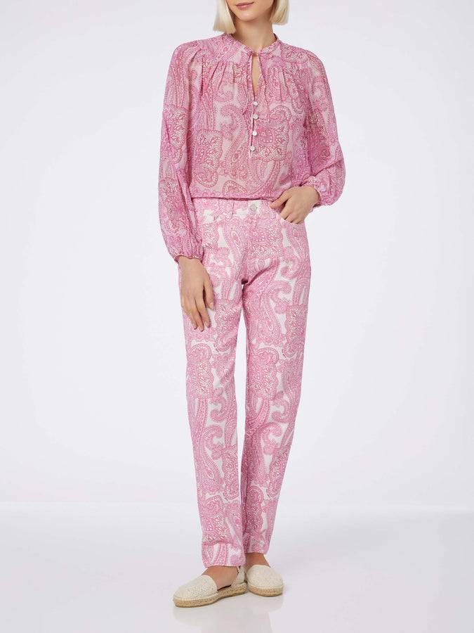 Mc2 Saint Barth Blusa da donna in voile di seta paisley Harper Moda