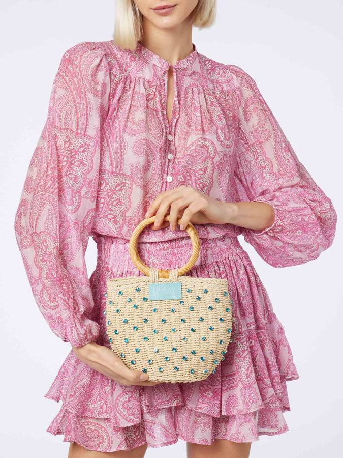 Mc2 Saint Barth Minigonna da donna con volant in voile di seta paisley 2025
