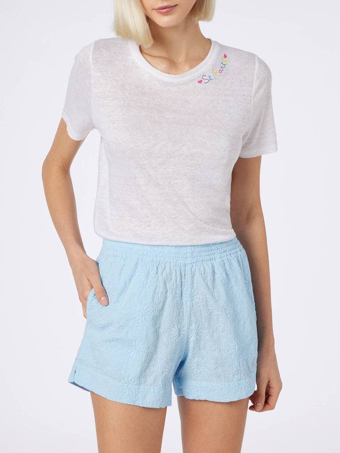 Mc2 Saint Barth Pantaloncini da donna pull up in cotone Sangallo Meave Italia