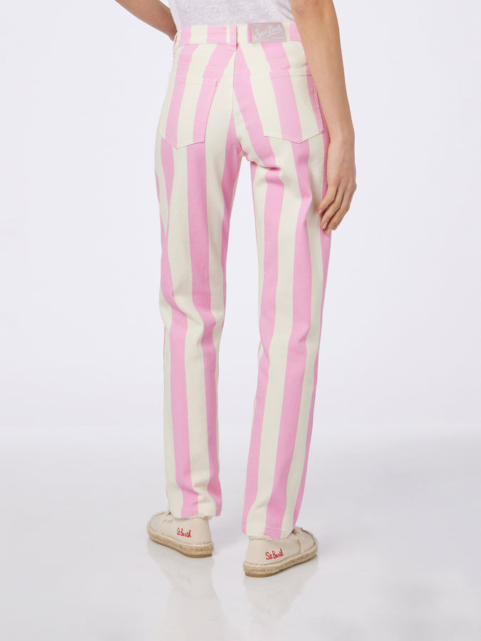 Mc2 Saint Barth Denim da donna stampa Belleville rosa a righe Negozi Online
