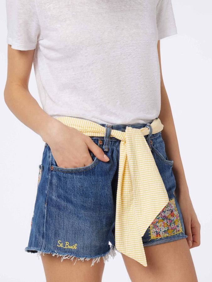 Mc2 Saint Barth Pantaloncini in denim da donna Libby | REALIZZATO CON TESSUTO LIBERTY Sottocosto