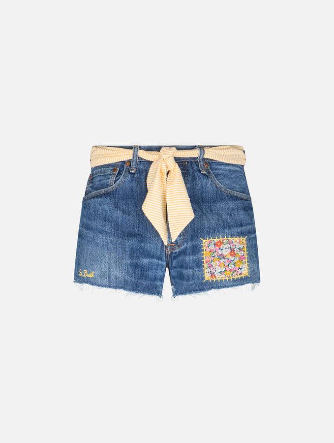 Mc2 Saint Barth Pantaloncini in denim da donna Libby | REALIZZATO CON TESSUTO LIBERTY Sottocosto