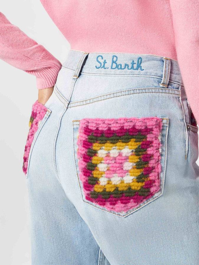 Mc2 Saint Barth Jeans da donna con tasche in crochet Novità