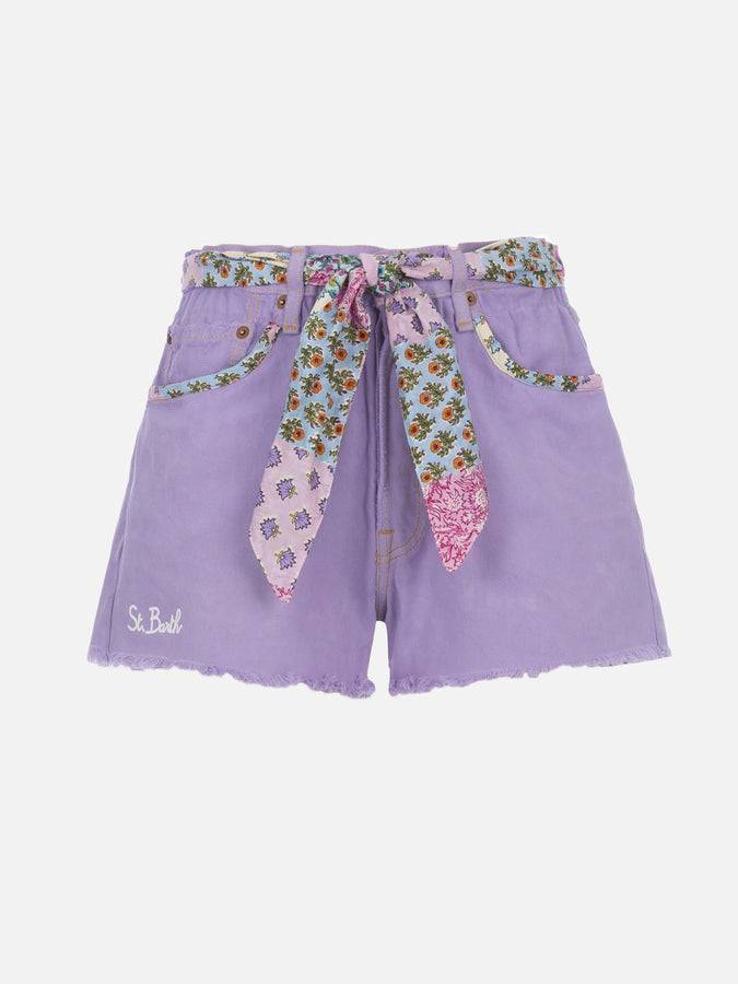 Mc2 Saint Barth Pantaloncini da donna in denim riciclatoo con toppe Sconto
