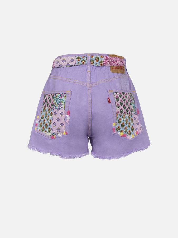 Mc2 Saint Barth Pantaloncini da donna in denim riciclatoo con toppe Sconto