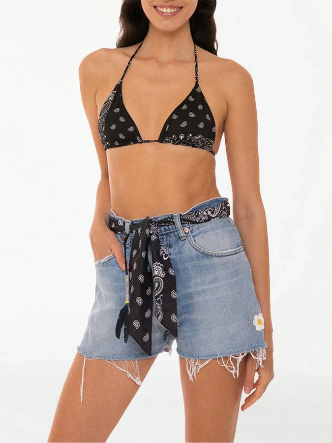 Mc2 Saint Barth Pantaloncini da donna in denim rigenerato con ricami Online