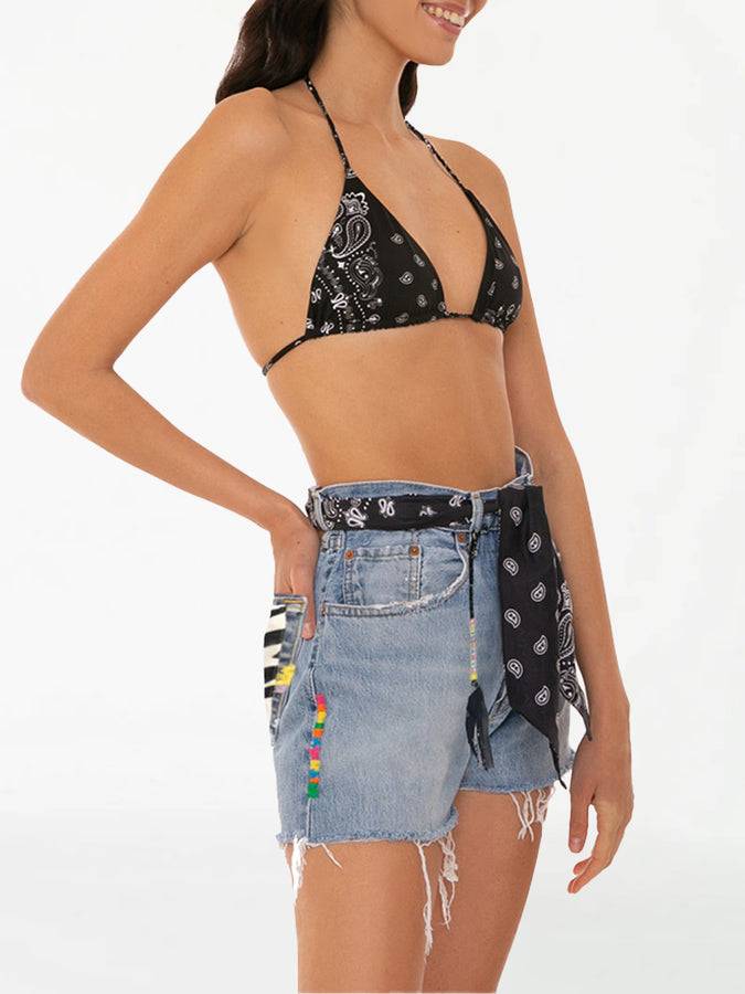 Mc2 Saint Barth Pantaloncini da donna in denim rigenerato con ricami Online