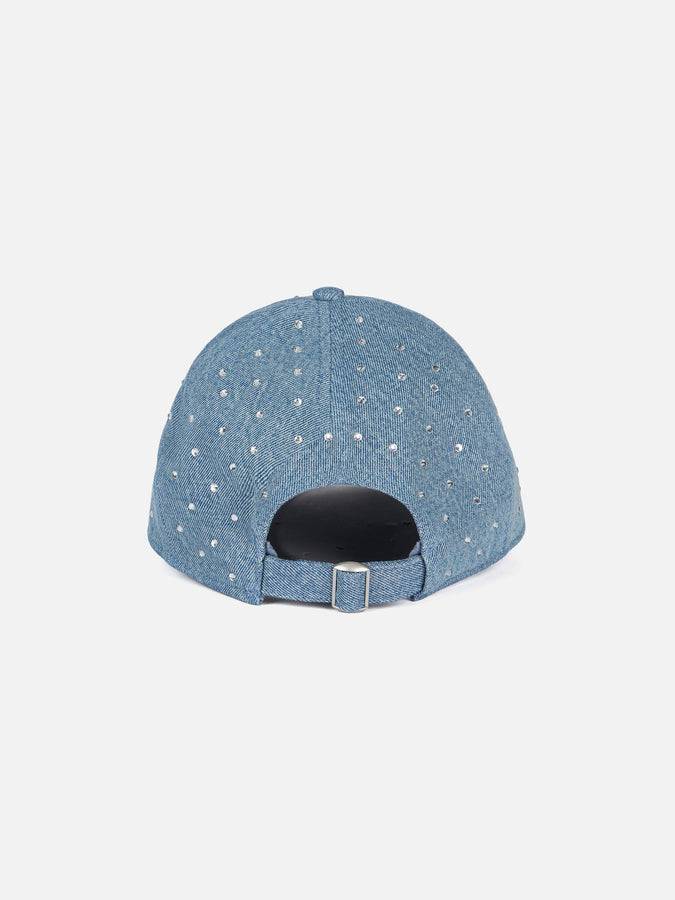 Mc2 Saint Barth Cappellino Davis in denim impreziosito da strass Outlet