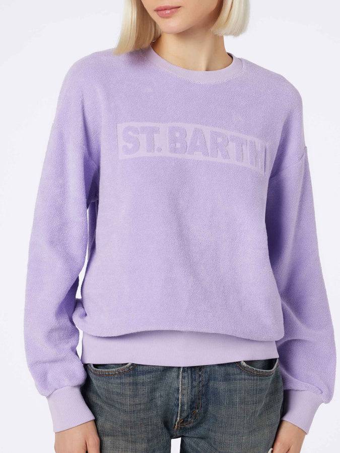 Mc2 Saint Barth Felpa da donna Stardust in spugna di cotone lilla Vendita