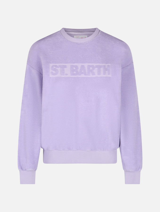 Mc2 Saint Barth Felpa da donna Stardust in spugna di cotone lilla Vendita
