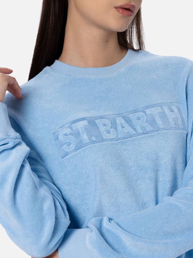 Mc2 Saint Barth Felpa da donna Stardust di cotone spugna di colore azzurro Promozione