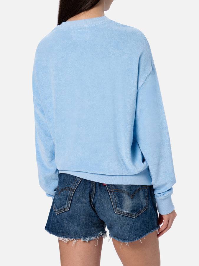 Mc2 Saint Barth Felpa da donna Stardust di cotone spugna di colore azzurro Promozione
