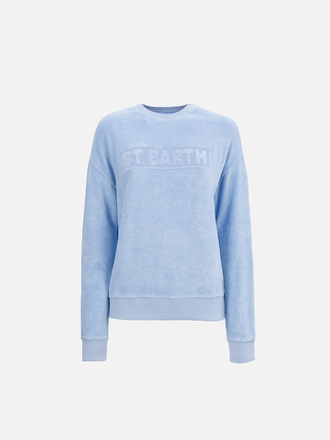 Mc2 Saint Barth Felpa da donna Stardust di cotone spugna di colore azzurro Promozione