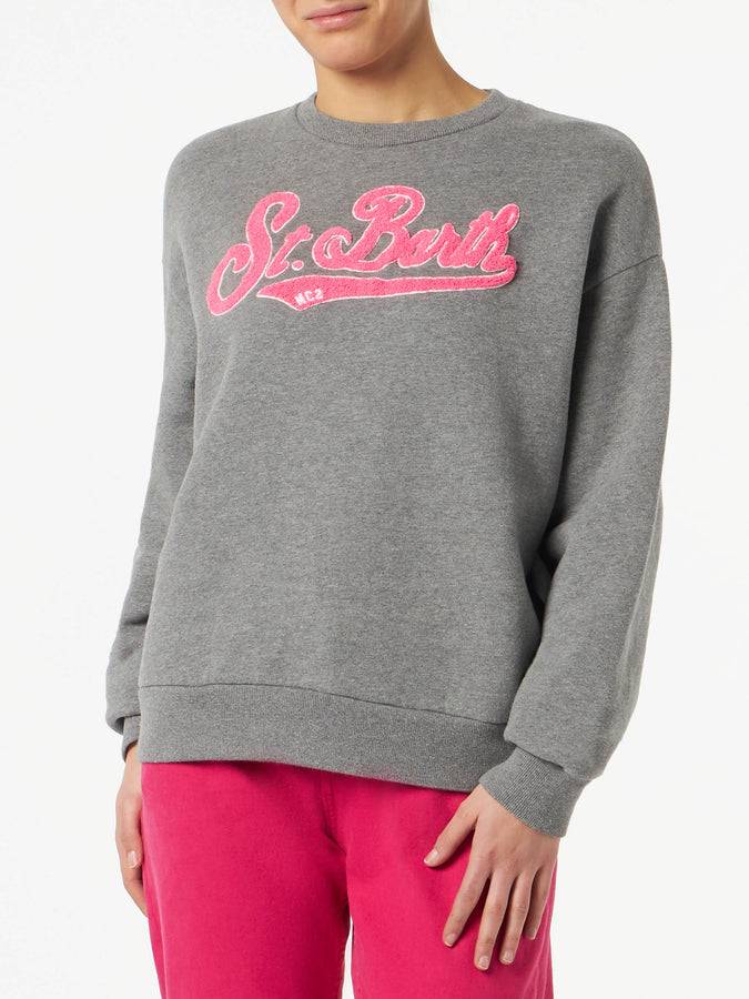 Mc2 Saint Barth Felpa da donna in felpa con logo in spugna rosa