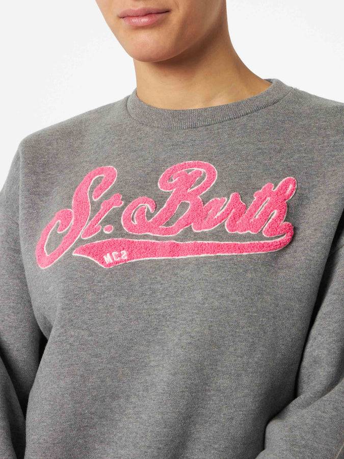 Mc2 Saint Barth Felpa da donna in felpa con logo in spugna rosa Shopping Online