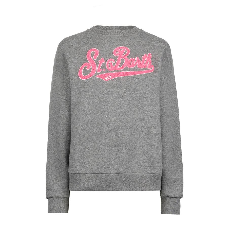 Mc2 Saint Barth Felpa da donna in felpa con logo in spugna rosa Shopping Online