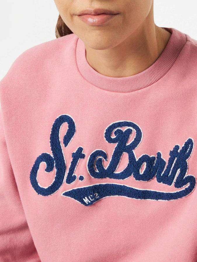 Mc2 Saint Barth Felpa da donna rosa in felpa con logo in spugna Affare Del Giorno
