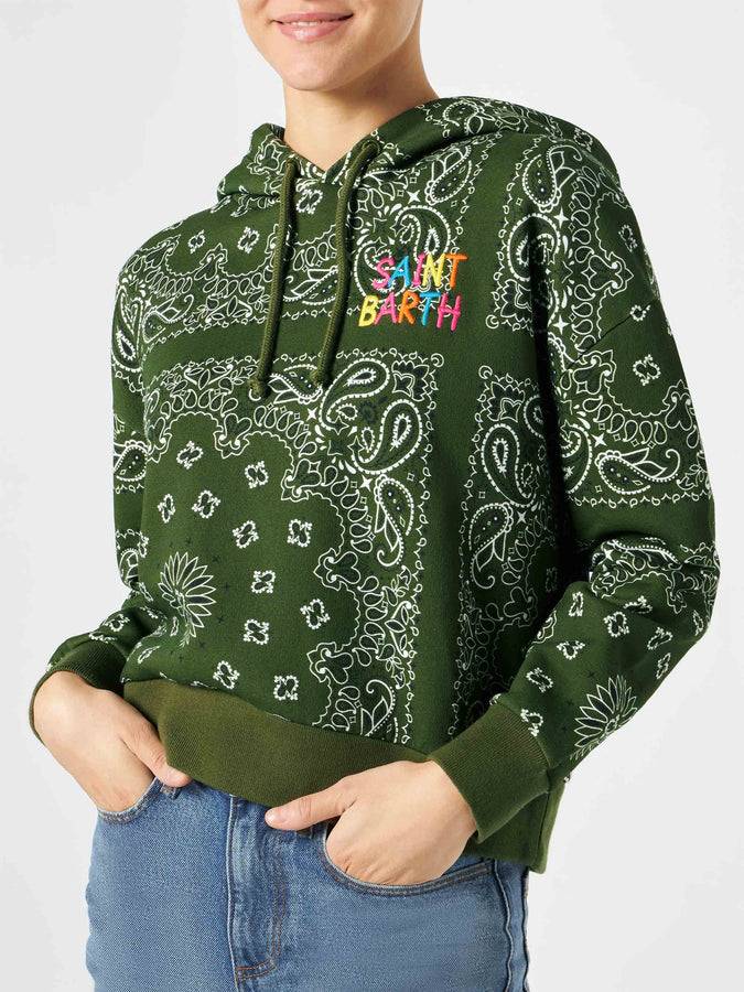 Mc2 Saint Barth Felpa da donna in felpa con cappuccio e stampa bandana Prezzo Ridotto