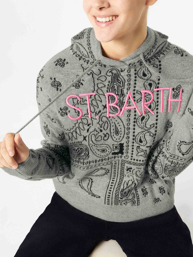 Mc2 Saint Barth Felpa corta da donna in maglia con stampa bandana Economico