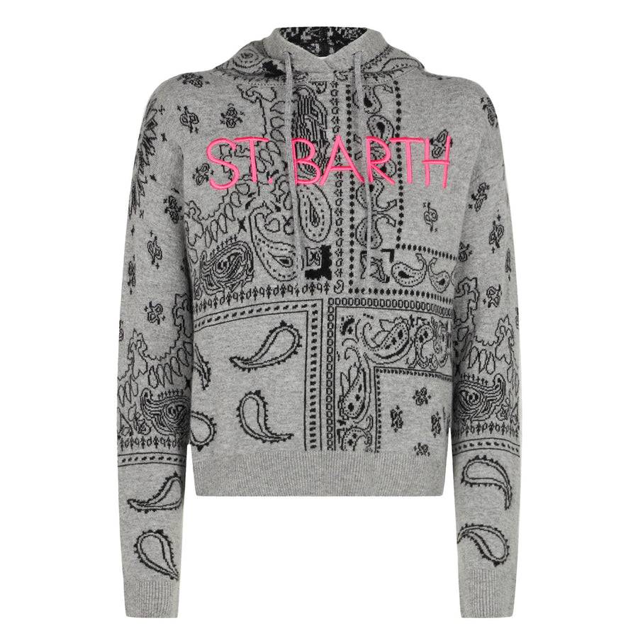 Mc2 Saint Barth Felpa corta da donna in maglia con stampa bandana Economico
