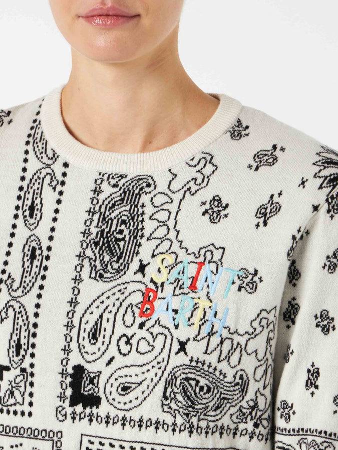 Mc2 Saint Barth Maglia da donna con ricamo stampa bandana Online
