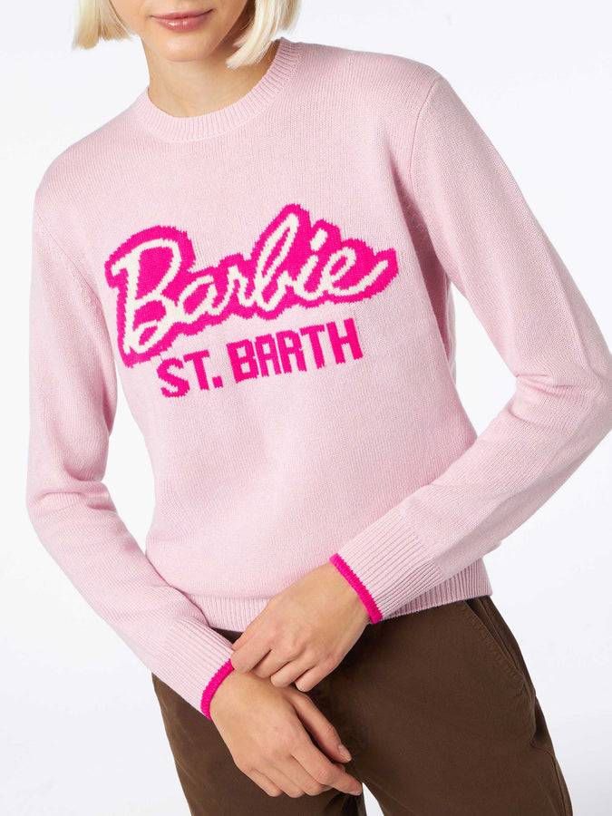 Mc2 Saint Barth Maglia da donna girocollo rosa con stampa Barbie | EDIZIONE SPECIALE BARBIE Qualità