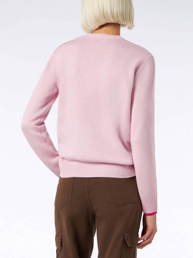 Mc2 Saint Barth Maglia da donna girocollo rosa con stampa Barbie | EDIZIONE SPECIALE BARBIE Qualità