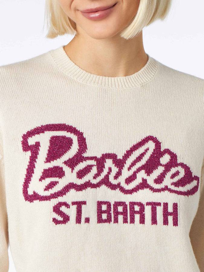 Mc2 Saint Barth Maglia da donna girocollo bianca con stampa Barbie | EDIZIONE SPECIALE BARBIE I Più Venduti