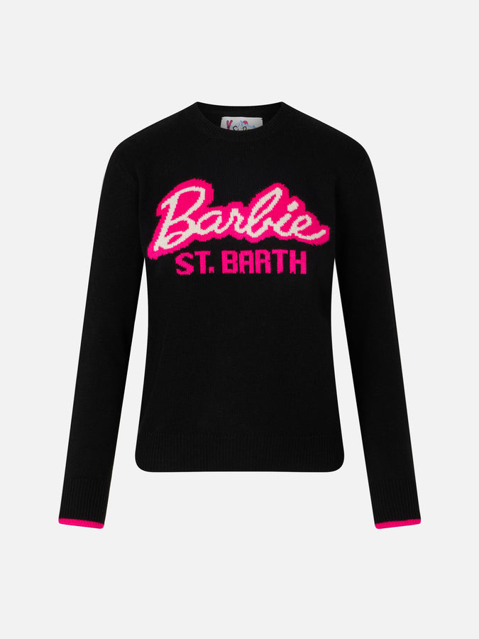 Mc2 Saint Barth Maglia da donna girocollo nera con stampa Barbie | EDIZIONE SPECIALE BARBIE Vendite Flash
