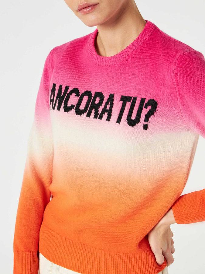 Mc2 Saint Barth Maglia da donna fucsia e arancio degradé con scritta Ancora tu Pezzi Unici