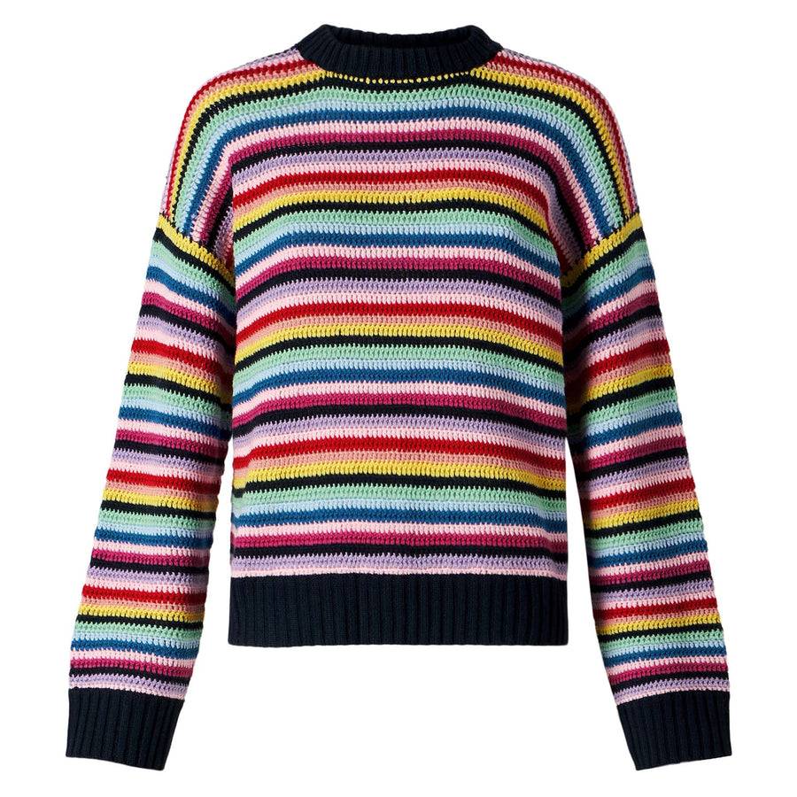 Mc2 Saint Barth Maglia da donna all'uncinetto a righe multicolore Moda