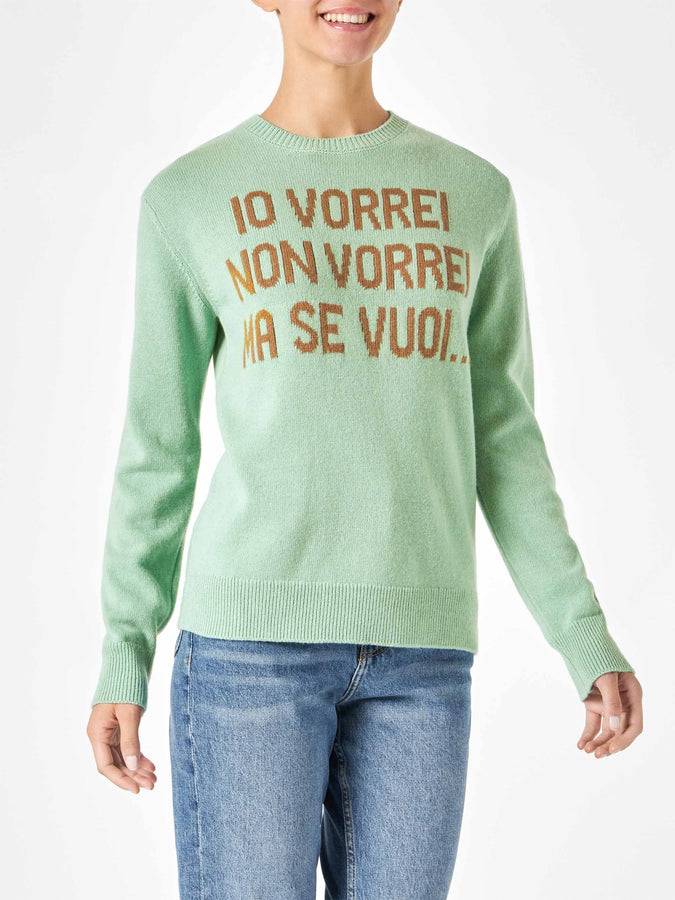 Mc2 Saint Barth Maglia da donna verde con stampa jacquard | EDIZIONE SPECIALE DI NIKI DJ 2025