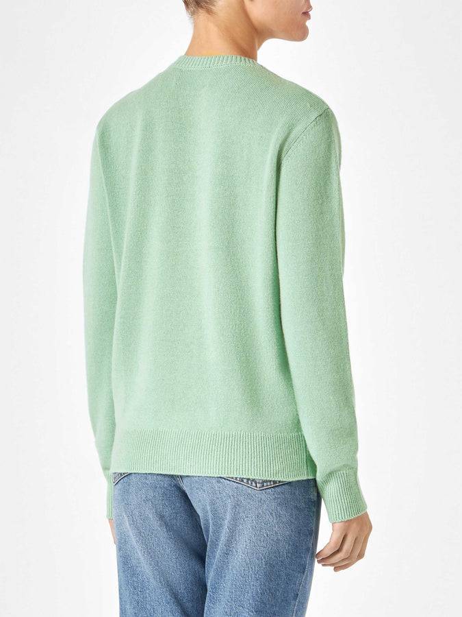 Mc2 Saint Barth Maglia da donna verde con stampa jacquard | EDIZIONE SPECIALE DI NIKI DJ 2025
