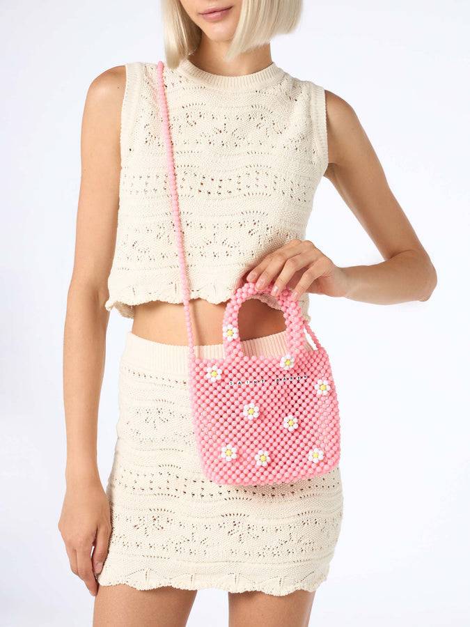 Mc2 Saint Barth Borsa piccola con perline di fiori rosa In Linea