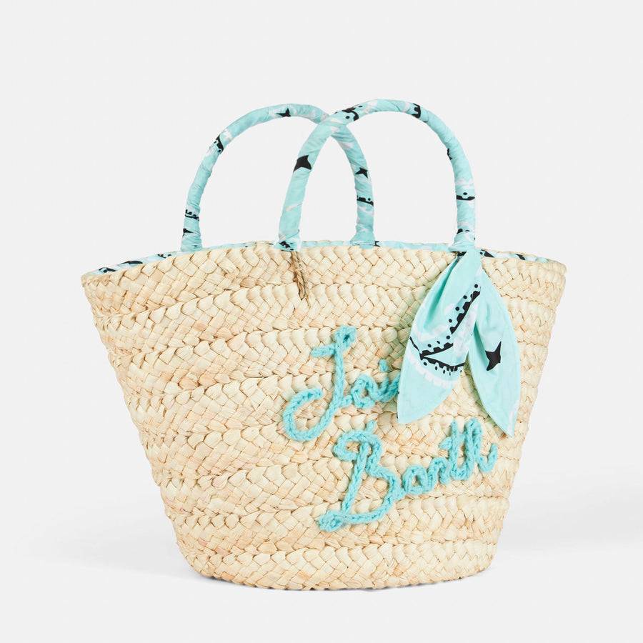 Mc2 Saint Barth Small straw bag Kylie with embroidery and paisley handles Promozione