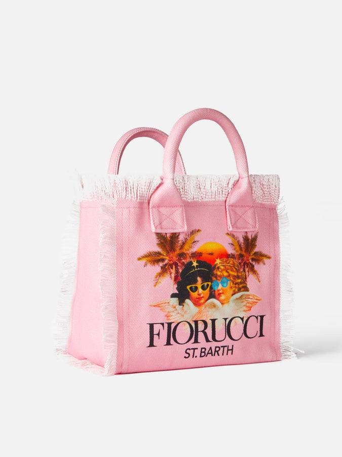 Mc2 Saint Barth Borsa a mano Colette in tela di cotone rosa con stampa Angeli Fiorucci | FIORUCCI SPECIAL EDITION Soddisfazione Garantita