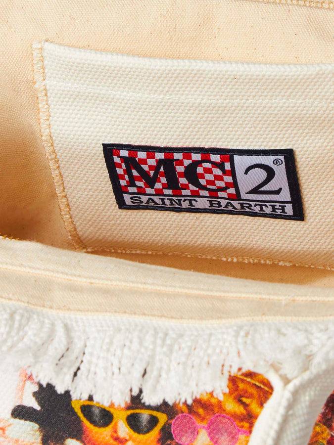 Mc2 Saint Barth Borsa a mano Colette in tela di cotone bianca con stampa Angeli Fiorucci | FIORUCCI SPECIAL EDITION Qualità Garantita