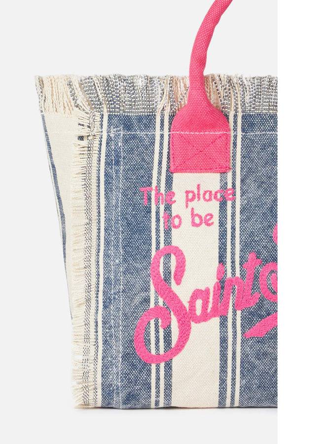 Mc2 Saint Barth Cotton canvas Colette handbag with striped print Negozi Online